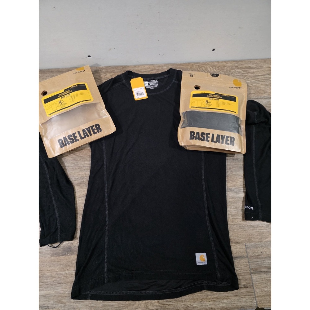 Lot Of 2 Carhartt Force Lightweight Base Layer Crewneck Top Sz Small Black Shirt